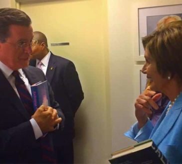 Nancy Pelosi with Stephen Colbert