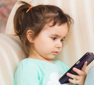 Children using smartphone