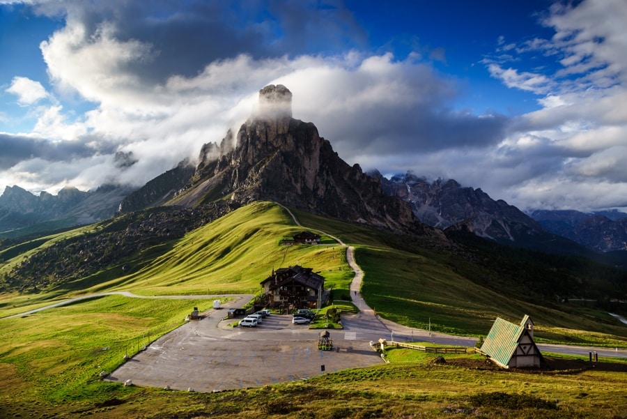 The Giau Pass at sunset, Belluno, Dolomites, Italy