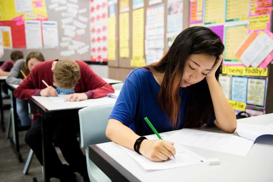 Students doing the exam