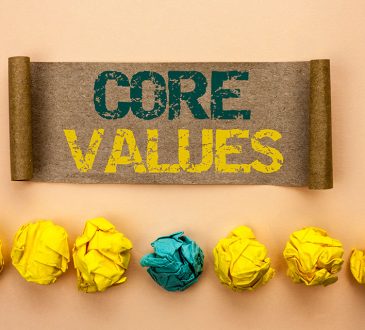 Writing note showing Core Values